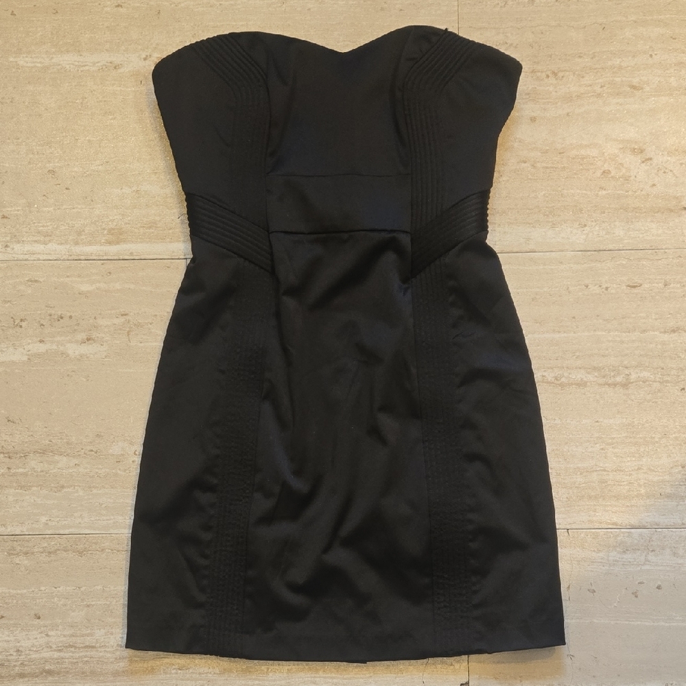 New Guess Los Angeles Elegant Jet Black Strapless Silky Dress
